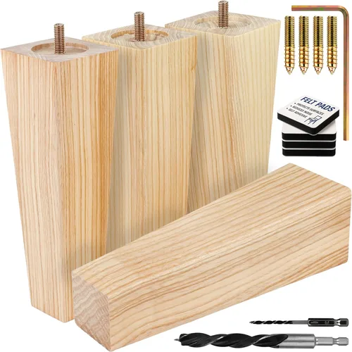 Vista 26 de Airy Abode Patas cuadradas premium de muebles en negro (kit de instalación completa) - Elige tu