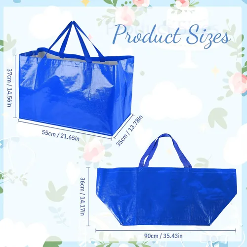 Vista 4 de Shappy 6 Piezas Bolsas de Compra Extragrandes Reutilizables con Asas, Bolsas de Comestibles Tejidas Coloridas de Plástico Impermeable