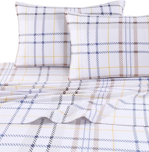 Vista 7 de Tribeca Living Oslo juego de sábanas con cavidades extraprofundas, de franela estampada, 5 onzas Gris Plata