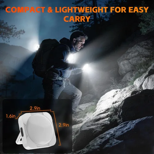 Vista 5 de Paquete de 2 linternas LED recargables para campamento: luz de tienda de campaña con batería de 2000 mAh con imán, linterna impermeable esencial