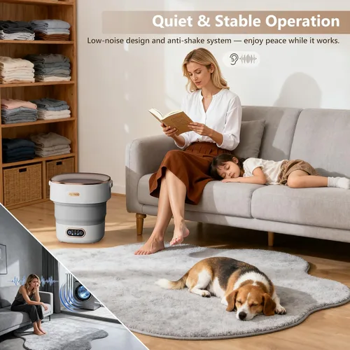 Vista 4 de Mini Máquina de Lavado 16L — Máquina de Lavado Portátil Plegable y Centrifugadora para Ropa de Bebé, Ropa Interior, Calcetines; Ideal para Viajes
