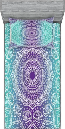 Vista 16 de Ambesonne - Juego de sábanas bajeras y fundas de almohada, diseño primaveral de acuarelas con jardín de hierbas y flores, juego de 4 piezas