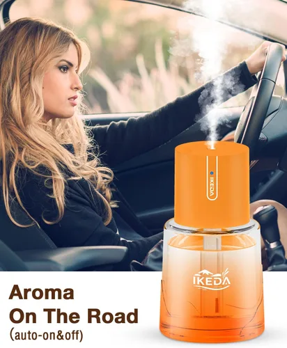 Vista 6 de Difusor inteligente de aroma para automóvil, difusor de aceite esencial de 3.5 onzas líquidas con aroma a lavanda, difusor de coche de 3 modos