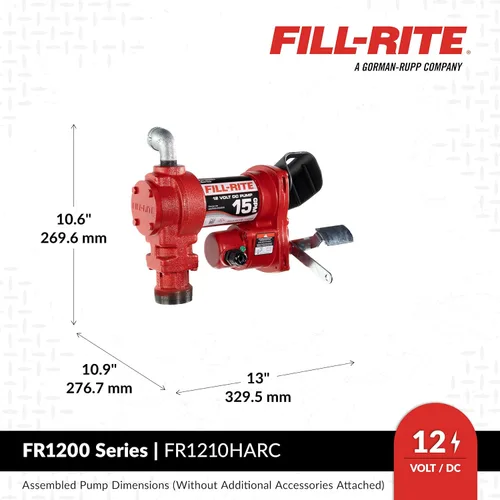 Vista 4 de Fill-Rite FR1210HA1 - Bomba de transferencia de combustible de 12 V 15 GPM (boquilla automática con plomo, manguera de descarga, tubo de succión)