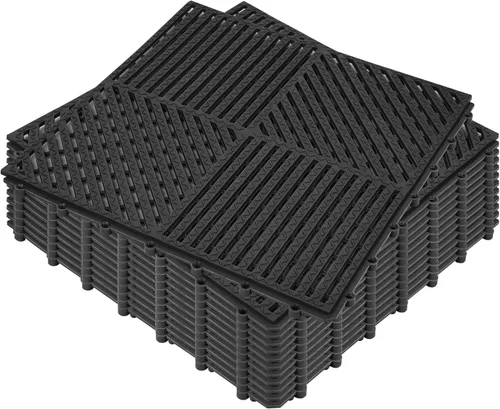 Vista 14 de ToLanbbt Cojín modular entrelazado 8P de 11.8 x 11.8 pulgadas, agujeros de drenaje de goma entrelazados antideslizantes para cubierta, ducha