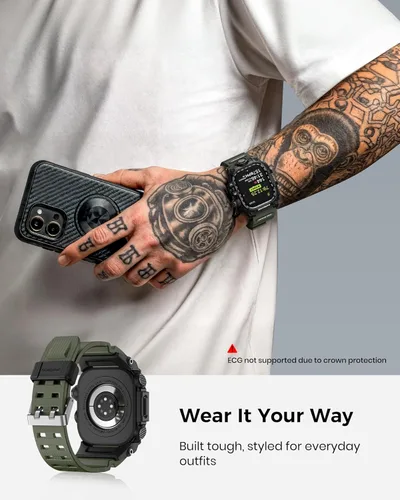 Vista 8 de amBand 1.732 pulgadas (1.732 in) para Apple Watch SE2/SE/6/5/4 Band Hombre, funda resistente M3 y correa duradera accesorio de protección