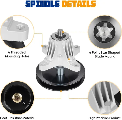 Vista 3 de 918-06976 Conjunto de husillo 618-06976 618-06976A 918-06976A Se adapta a MTD Cub Cadet 42 "Deck LT42 LT42C LX42 XT1-LT42 XT2-LX42 CYT4220