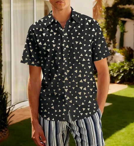 Vista 22 de Camisa hawaiana para hombre, manga corta, tropical, con botones, casual, verano, playa, vacaciones Camisas de playa negras para hombre