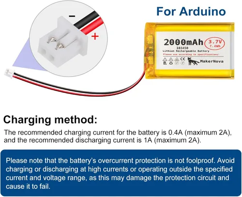 Vista 5 de Batería LiPo de 3.7V 103450 2000mAh, recargable 1S 3C, conector Micro JST 1.25, placa de protección dual, paquete de 4