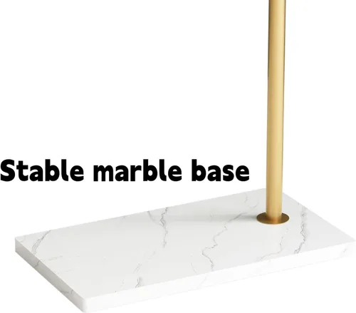 Vista 11 de Percheros de metal dorado, perchero de pie con base pesada, moderno árbol de abrigo con barra transversal y 3 ganchos, percheros de entrada