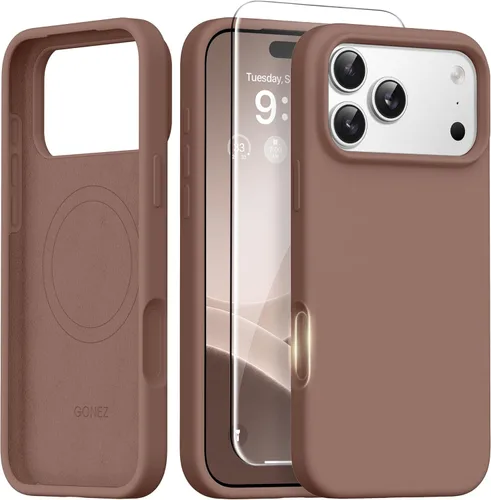 Vista 1072 de GONEZ Funda magnética para iPhone 14, compatible con Magsafe, con protector de pantalla + protector de cámara, forro de microfibra antiarañazos