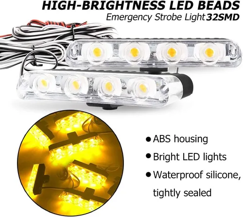 Vista 3 de 4 x 6 LED de emergencia estroboscópica intermitente, luces de peligro 4 en 1 de montaje en superficie luz, de advertencia de luz externa con control
