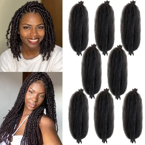 Vista 27 de Cabello para trenzas Marley Twist, Cabello Afro Twist Elástico de 12 Pulgadas, Cabello Twist Cubano Rojo, 8 Paquetes de Cabello Spring Twist Kinky