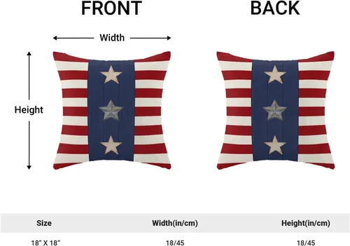 Vista 46 de Juego de 2 fundas de almohada de 16 x 16 pulgadas, diseño de estrellas azules del Día de la Independencia, almohadas decorativas para exteriores