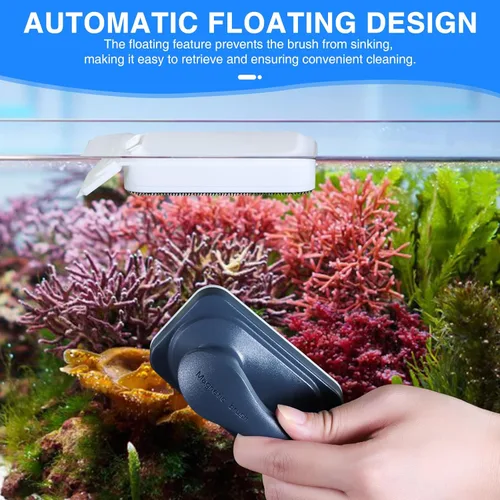 Vista 4 de fishkeeper Cepillo limpiador de vidrio magnético fuerte para acuario, herramienta de limpieza de imán de algas para pecera con 2 raspadores