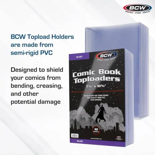 Vista 2 de BCW Silver Age Comic Book Toploaders (10 unidades) Protección rígida de PVC transparente para cómics, fotos e impresiones Estuche rígido