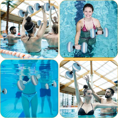 Vista 3 de WGOS Mancuernas ovaladas para ejercicio acuático mancuernas de espuma aeróbica acuática resistencia a la piscina para deportes acuáticos