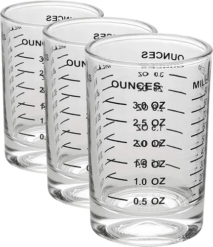 OGGI Vaso de chupito medidor con líneas de medición, 3 oz / 3.0 fl oz, accesorios de camarero, jigger para barman, vaso medidor de vaso de chupito