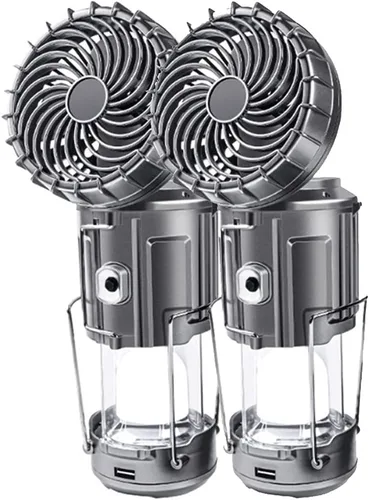 Vista 7 de SupBri Linterna solar para campamento con ventilador, ventiladores de campamento recargables que cargan para teléfono, luz a pilas para huracanes