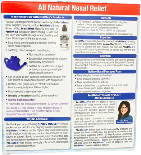 Vista 3 de NeilMed Sinus Rinse All Natural Relief - Paquetes de repuesto premezclados 100 unidades cada uno (paquete de 3)