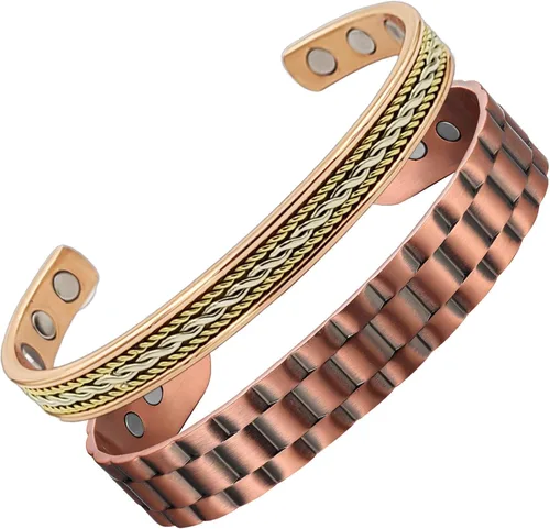 Vista 9 de Earth Therapy Pulseras de cobre de campo magnético de diseño elegante con imanes ultra fuertes - unisex - ajustable