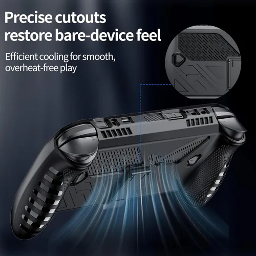 Vista 4 de Funda protectora con función atril para Rog Ally X/Rog Ally 2025 - Funda de TPU a prueba de golpes con soporte, antideslizante y anticolisión