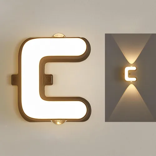 Vista 9 de Aplique de pared con letras para exteriores, aplique de pared LED, blanco cálido, impermeable, iluminación exterior para decoración de casa Letra A