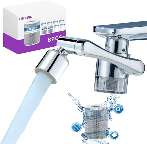 CECEFIN Filtro de agua para fregadero, extensor, aireador, 9 cartuchos que reducen el cloro para baño o cocina, lavado de ojos, sistema purificador