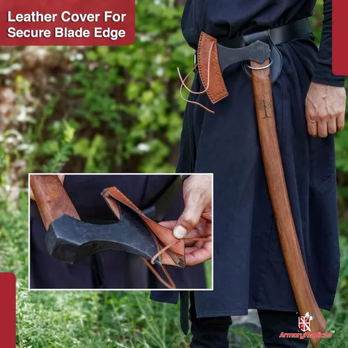 Vista 5 de Armory Replicas - Hacha de batalla vikingo funcional a dos manos - Acero templado de alto carbono ennegrecido Livet Efter Réplica Hacha de guerra