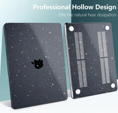 Vista 6 de TWOLSKOO - Funda para MacBook Air de 13.3 pulgadas 2021-2018 M1 Bling negro
