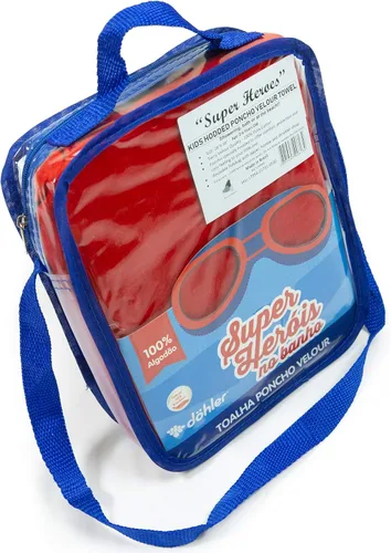 Vista 3 de Super Hero - Poncho con capucha para niños, toalla de baño para playa, 100% algodón, para 1-6 años, 28 x 48 pulgadas (superhéroe azul)