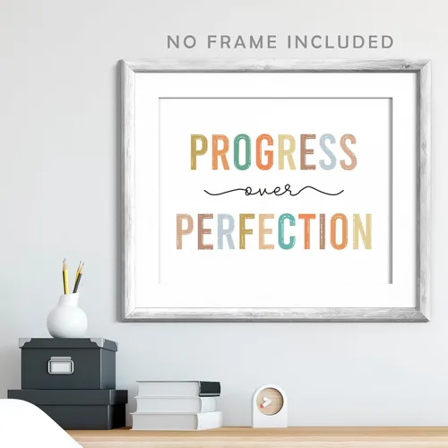 Vista 4 de Progress Over Perfection Art Print, Kids Motivational Classroom Wall Decor Poster Print, Kid's Room Decor, 8X10 inch Boho Classroom Decor