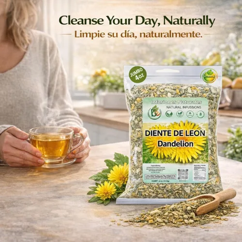 Vista 4 de Diente de León - Té de hierbas – Hoja suelta de diente de león – 4 oz (113 g) – 100% natural, vegano, sin OMG, sin cafeína – Infusión de hierbas