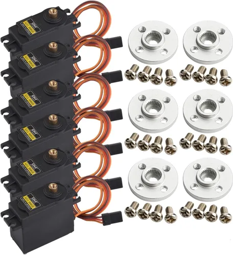 diymore [ Paquete de 6 engranajes de latón completo MG996R Gear Torque Digital RC Servomotores Servo de engranajes de alto par para JR RC