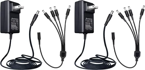 Vista 10 de Adaptador de corriente CA 100-240V a CC 12V 2A (2000mA) y cable divisor de alimentación de 4 vías para cámaras de seguridad CCTV/DVR/NVR/Tira