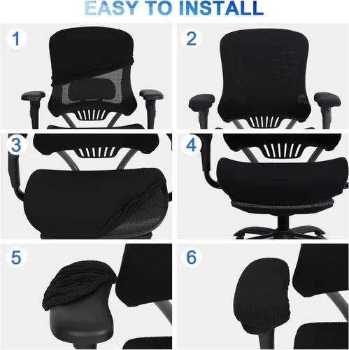 Vista 4 de Tallew Juego de 4 fundas protectoras universales para sillas de oficina, fundas de asiento elásticas para sillas de oficina, fundas