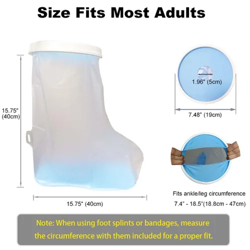 Vista 2 de Fundas antideslizantes e impermeables para yeso de pie para ducha de adultos, protector de pie tipo bota para ducha, protector de yeso para adultos