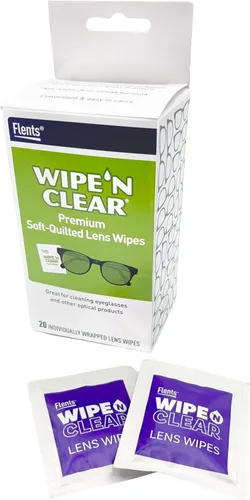 Vista 4 de Kit de Limpieza de Lentes Wipe'N Clear de Flents, Spray con 50 Toallitas, (2 Paquetes de 25 Toallitas)