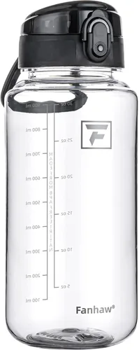 Vista 16 de Fanhaw Botella de agua Tritan transparente de 32 onzas, sin BPA y a prueba de fugas, boca ancha con tapa antipolvo, botella de plástico reutilizable