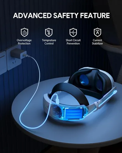 Vista 8 de Aubika Fast Charging Head Strap for Meta Quest 3 with Built-in 8000 mAh Battery Pack, Elite Strap Replacement, Foldable and Adjustable Accessories