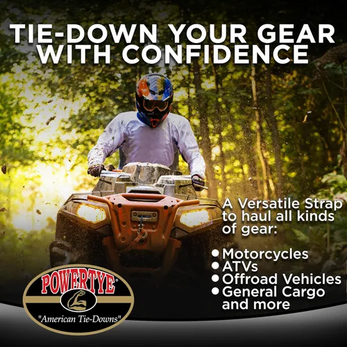 Vista 6 de PowerTye - Correa de trinquete sin fin - 1 pulgada x 4 pies de fácil agarre (sin cadera), correa de amarre con límite de carga de trabajo de 400
