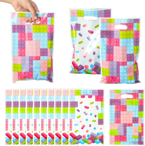 Vista 12 de 50 bolsas de regalo de melón con temática de sandía, impermeable, con asas troqueladas, bolsas de regalo de plástico brillante de verano para niños