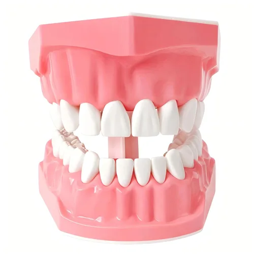 Modelo dental Tamaño estándar para la práctica de cepillado y hilo dental - Dientes de silicona Typodont con encía visible, herramienta de