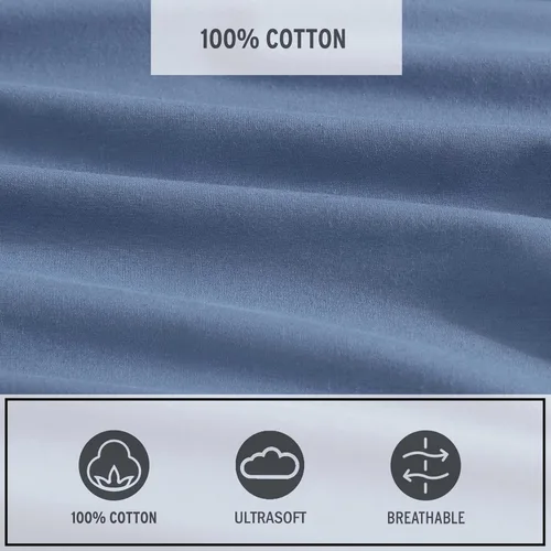 Vista 6 de Eddie Bauer - Juego de sábanas individuales, juego de ropa de cama de percal lavado con bolsillos profundos, súper suave, 100% algodón de lujo