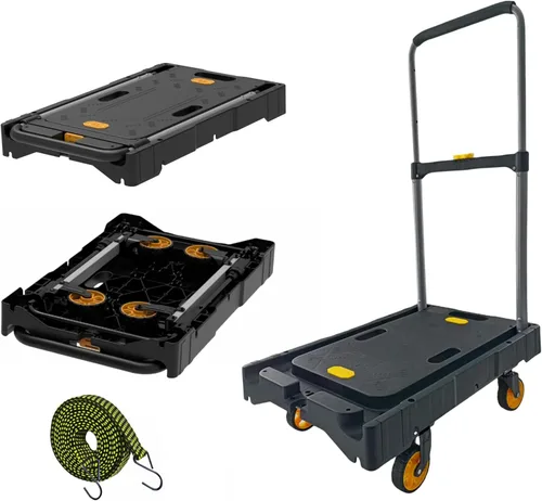 Vista 11 de Carro plegable de mano resistente mejorado con ruedas, carrito portátil de 330 libras, mango ajustable para equipaje, mudanzas, viajes, compras
