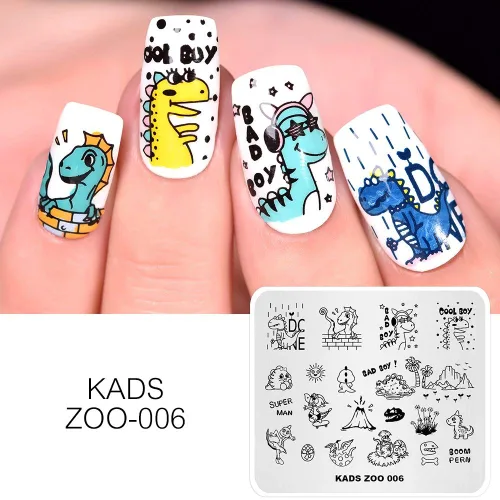 Vista 3 de KADS Plantilla de estampado de uñas lindas placas de diseño de imagen para decoración de uñas y bricolaje lindo dragón (ZOO006)