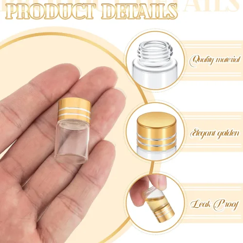 Vista 3 de Didaey 50 mini botellas de vidrio con tapas de rosca, pequeños frascos de vidrio con tapas, recipientes pequeños de viales transparentes, botellas