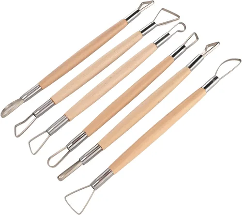 Vista 4 de Ymiko 6Pcs Double Ended Clay Modeling Tools for Pottery Sculpting and Craft Shaping, Loop & Rake Design Artisan Kit for DIY Ceramics Projects
