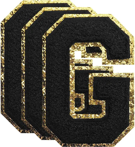 Vista 91 de 3 parches de letras de felpilla negra, parches de letras termo-adhesivas de 4-1/2", parches universitarios para ropa, S