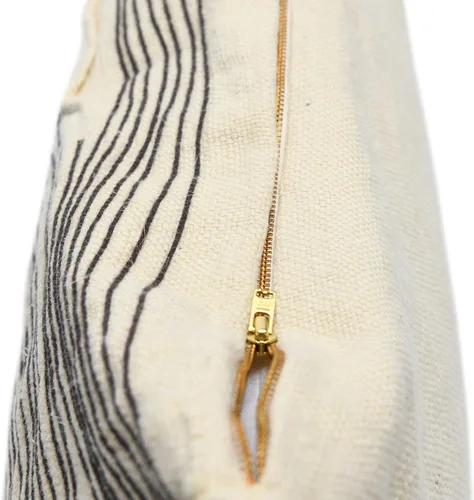 Vista 6 de Creative Co-Op Almohada lumbar de algodón y yute con líneas bordadas, 24 pulgadas de largo x 16 pulgadas de ancho x 2 pulgadas de alto, color crema